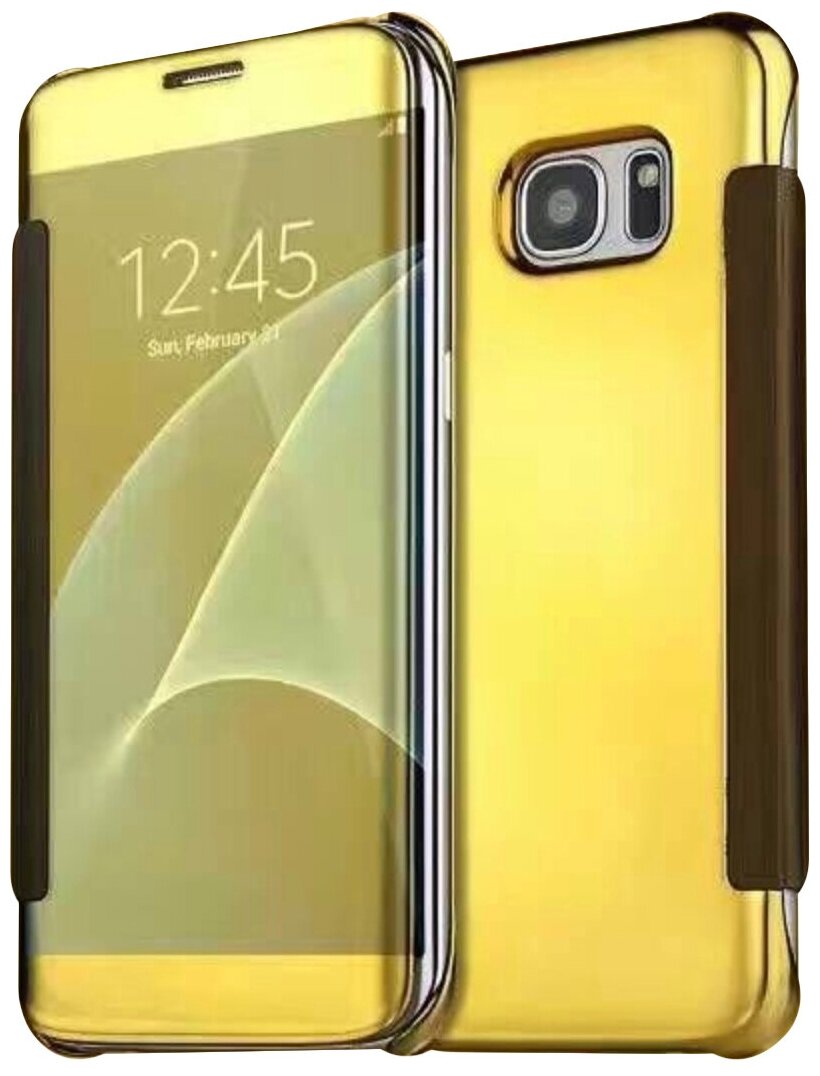 Чехол-книжка MyPads для Samsung Galaxy S7 G930 / G9300 5.1 с дизайном Clear View Cover с полупрозрачной пластиковой крышкой с зеркальной поверхно.
