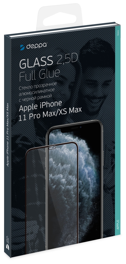 Защитное стекло Deppa 25D Full Glue для iPhone XS Max/11 Pro Max (2019) 0.3 мм черная рамка 62590 - фото №3