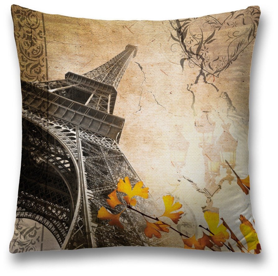Наволочка декоративная на молнии, чехол на подушку JoyArty "Париж цветет" 45х45 см