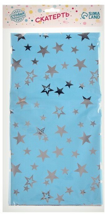 Скатерть Страна Карнавалия "Звезды", размер 137 х 183 см, цвет голубой - фотография № 4
