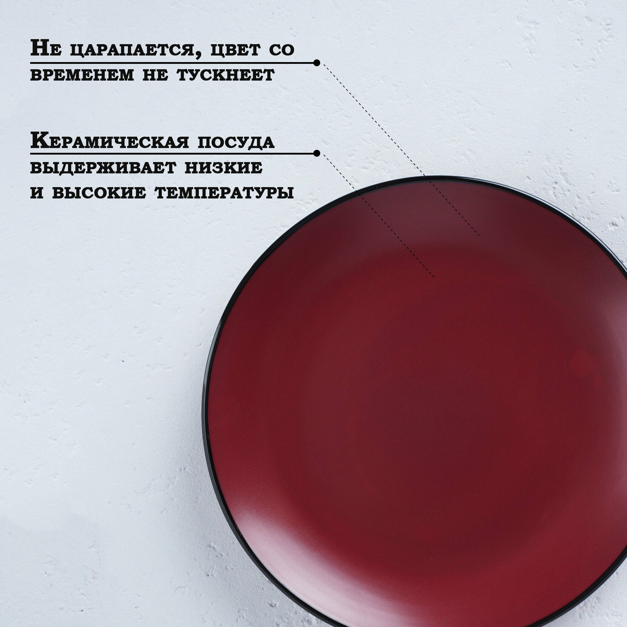Тарелка керамическая обеденная Доляна «Ваниль», d=27 см, цвет бордовый
