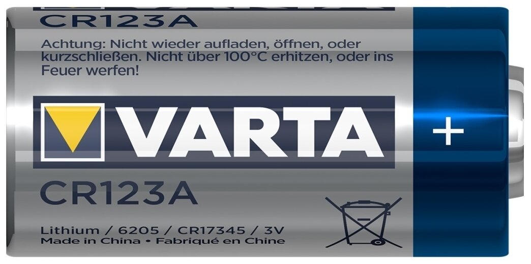 Батарейка VARTA CR123A, в упаковке: 1 шт.