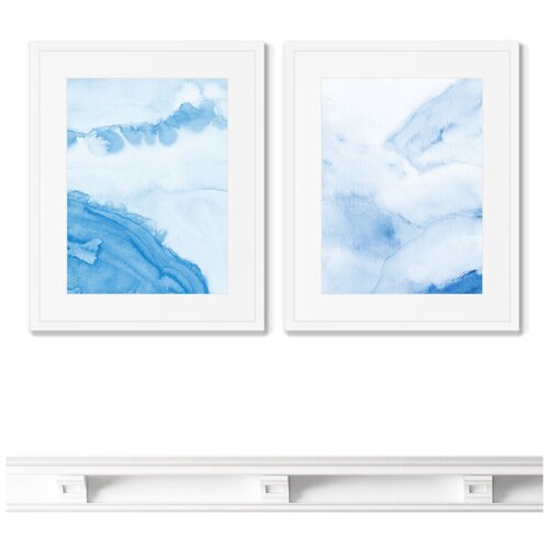 Набор из 2-х репродукций картин в раме Mountain peaks in the snow, 2021г. Размер картины: 42х52см