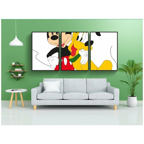 фото Набор модулных постеров для интерьера "микки маус, плутон, уолт дисней" 60x90 см. в тубусе, без рамки lotsprints