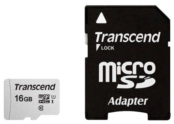 Карта памяти Transcend 300S micro SDHC 16Gb UHS-I U1 + ADP (95/10 Mb/s)