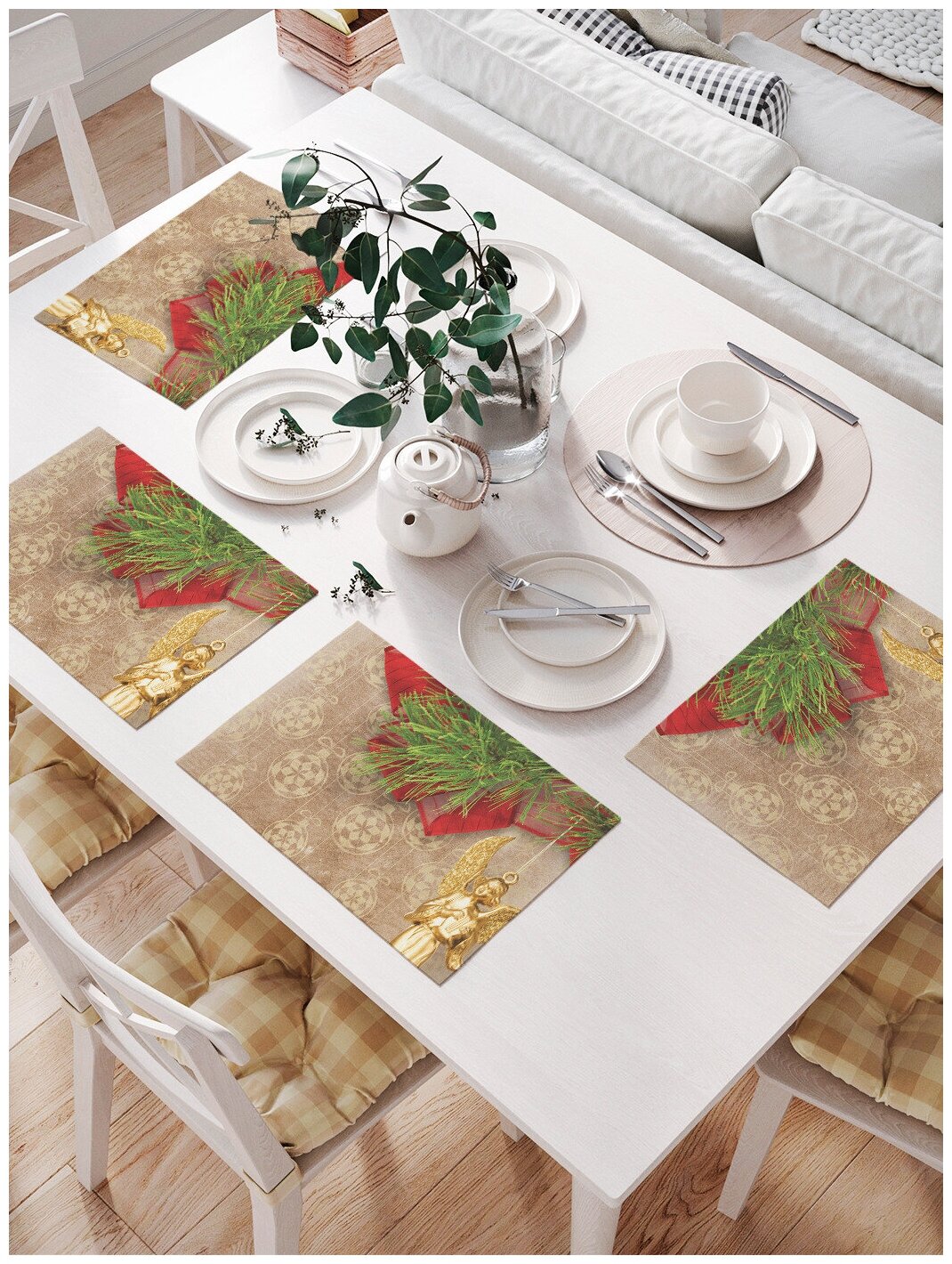 Комплект салфеток JoyArty "Рождественский ангел" для сервировки стола (32х46 см, 4 шт.)