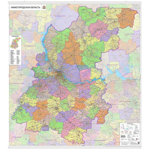 настенная карта Нижегородской области 170 х 153 см (с подвесом)