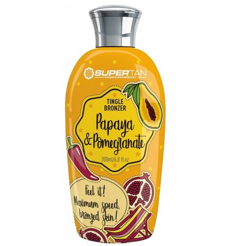 Super Tan Papaya  Pomegranate (200 мл) горячий тингл, бронзатор, проявитель с коллагеном