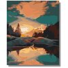 Картина по номерам Закат в лесу холст на подрамнике 40х60 - изображение