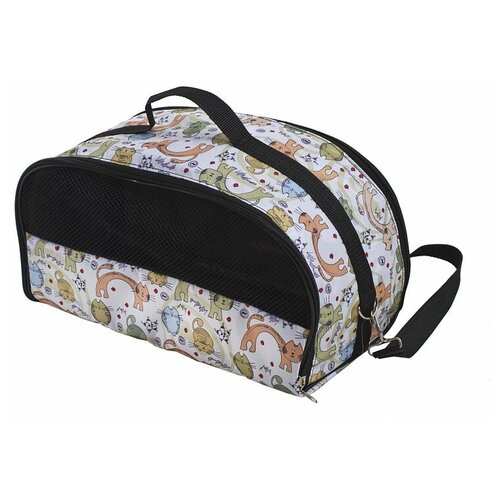 Сумка-переноска ZOLO 021-11 Коты, бежевая 43х19х24см