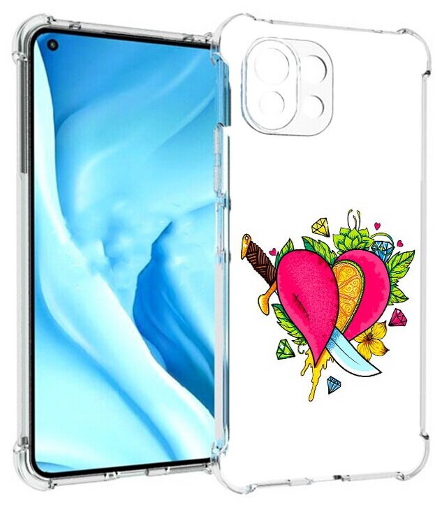 Чехол задняя-панель-накладка-бампер MyPads Фруктовое сердце для Xiaomi Mi 11 Lite (NFC)/11 Lite 5G NE противоударный