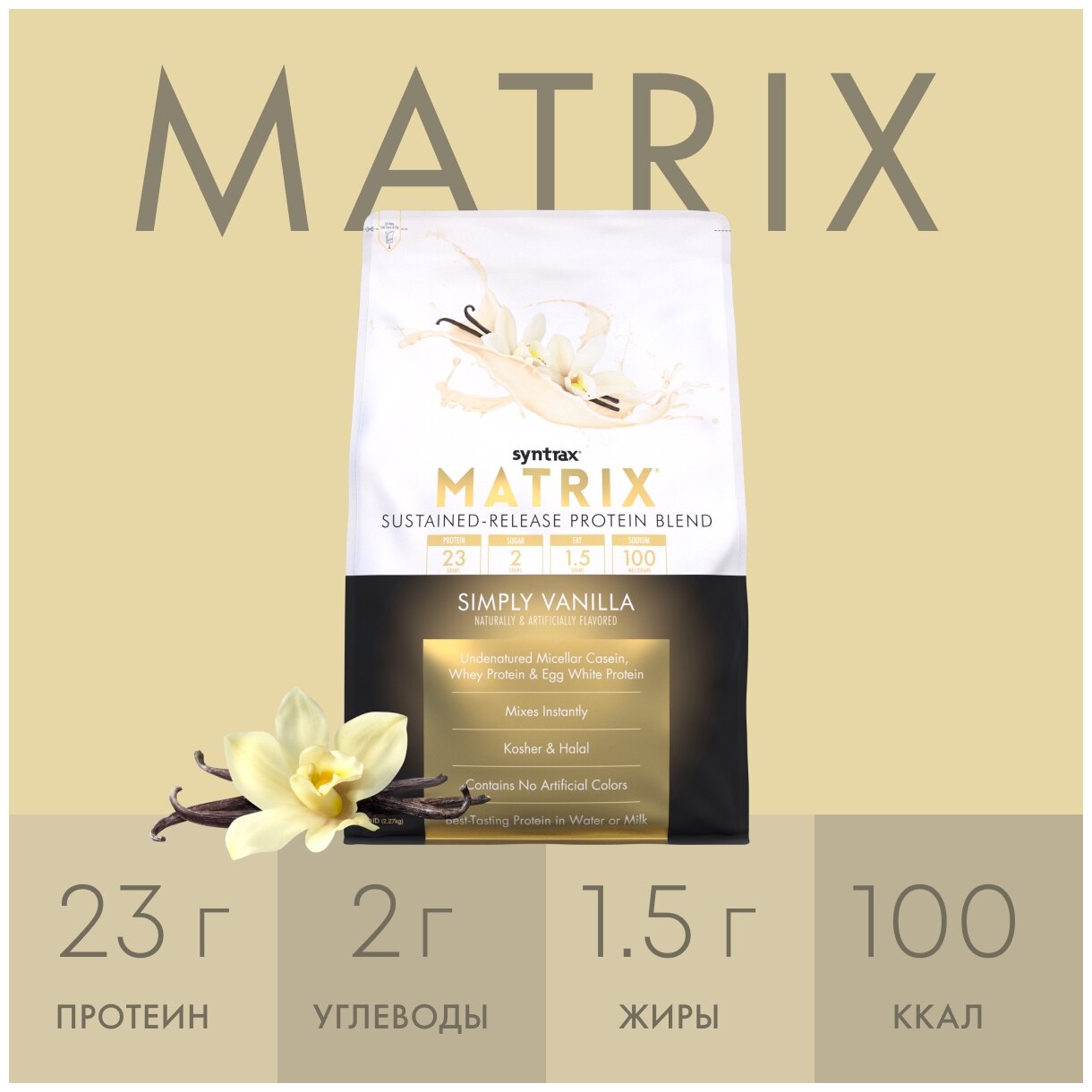 Многокомпонентный протеин Syntrax Matrix 5.0 - 2270 грамм (5lb), ваниль