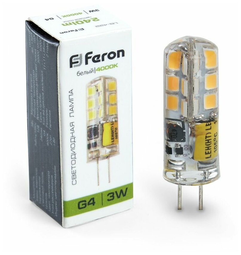 Лампа светодиодная Feron LB-422 G4 3W 4000K