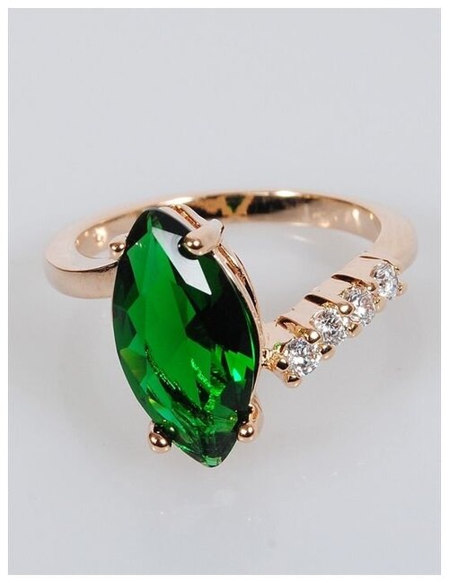 Кольцо помолвочное Lotus Jewelry, фианит, размер 19, зеленый