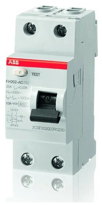 ABB Выключатель дифференциального тока /узо/ 2п 25А 30мА FH202 2CSF202004R1250 .