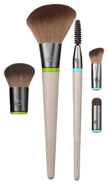 Ecotools Набор кистей Interchangeables Daily Essentials Total Face Kit, 5 шт. черный/бежевый