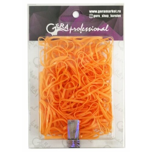 силиконовые резинки для волос уп 150 шт Gera Professional, Резинки для волос силиконовые, цвет оранжевый, 20г/уп