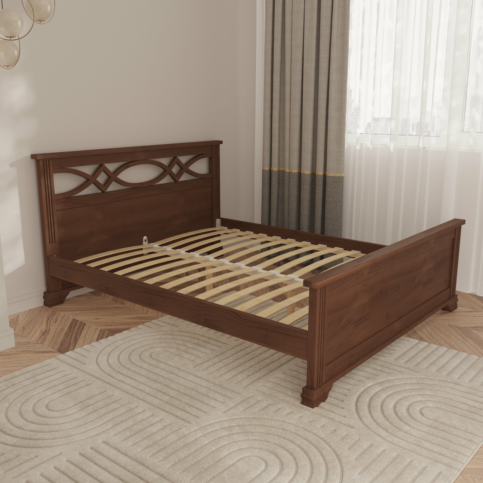 Двуспальная кровать Кровать деревянная Лира 120*200, 120х200 см, ММК-Древ
