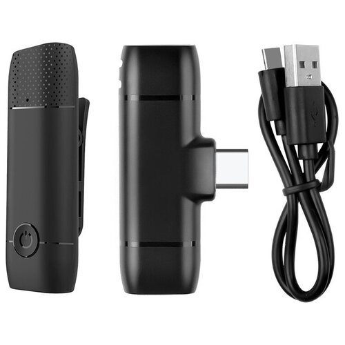 Микрофон беспроводной 24 ГГц для телефонаПК с зажимом для воротника трансмиттером и кабелем Type-C 67100₽