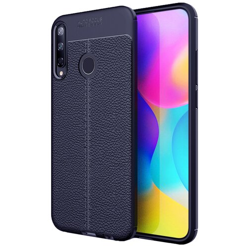 фото Чехол mypads для huawei nova 6 se /huawei nova 7i / huawei p40 lite из качественного износостойкого силикона с декоративным дизайном под кожу с тиснением синий