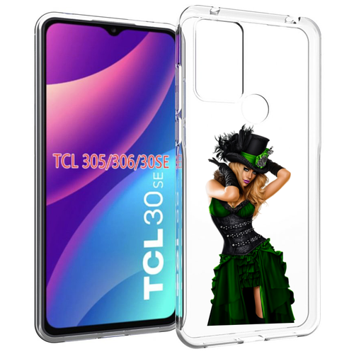 чехол mypads девушка в черном платье с розой женский для tcl 30 tcl 30 5g tcl 30 plus задняя панель накладка бампер Чехол MyPads девушка-в-модном-длинном-платье женский для TCL 30SE / TCL 305 / TCL 306 / TCL 30E задняя-панель-накладка-бампер