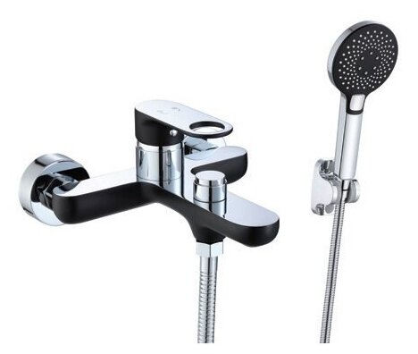 Смеситель для ванны с душем с коротким изливом VIEIR V043531C, цвет черный/хром