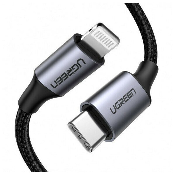 UGREEN. Кабель для зарядки и передачи данных Ugreen USB C 2.0 - Lighting MFI, 1,5 м (60760)