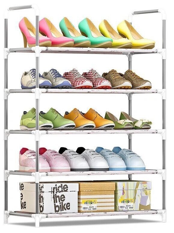 фото Стеллаж этажерка для обуви 5 полок 58x27x89 см, металл/пластик