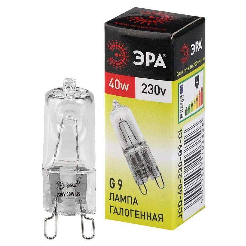 Лампа галогенная G9-JCD-40-230V-Cl 40Вт капсула G9 230В Эра, ЭРА C0027378 (1 шт.)