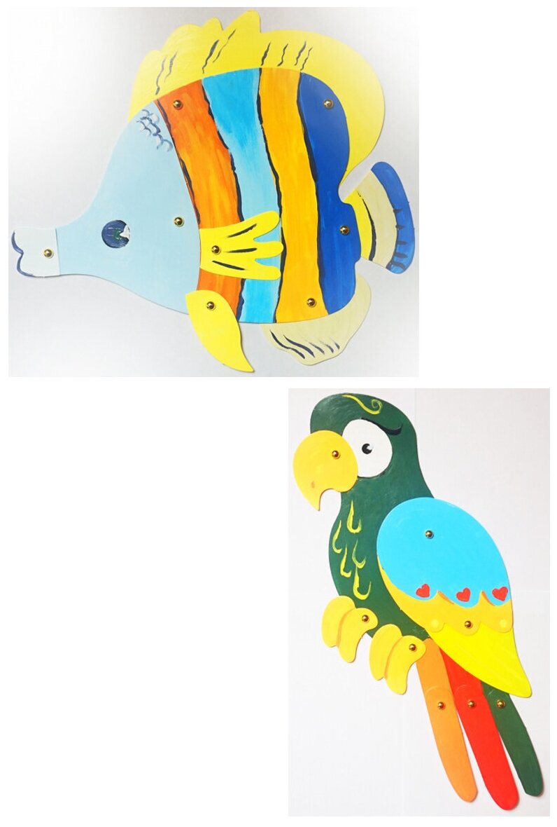 Color kit/ Фигуры для кукольного театра/ Забавные фигурки Попугайчик и рыбка 33х24 SX-DH 523