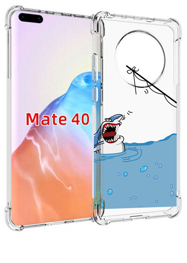 Чехол MyPads акула-рисунок для Huawei Mate 40 / Mate 40E задняя-панель-накладка-бампер