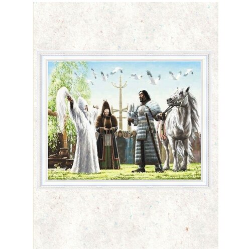 Алмазная мозаика 40х50 на подрамнике, Белый шаман