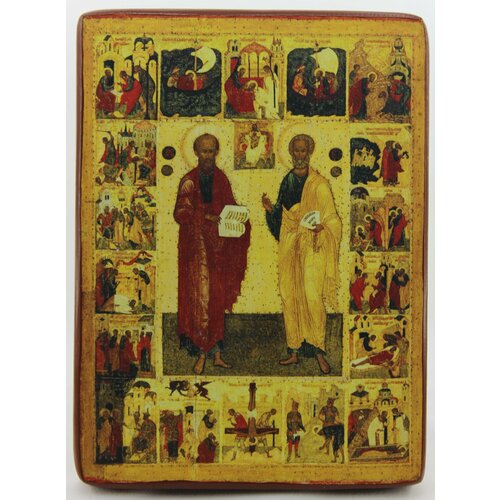Икона Пётр и Павел, деревянная иконная доска, левкас, ручная работа, (Art.1140М)
