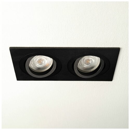 FEDOTOV Точечный светильник встраиваемый поворотный GU10 квадратный двойной черный FED-0006-BK