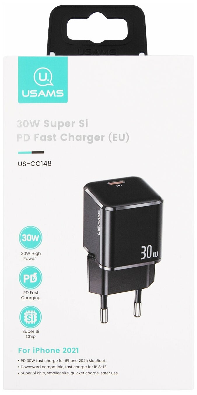 Сетевое зарядное устройство USAMS US-CC148 T45, USB type-C, 3A, черный Noname - фото №7