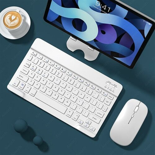Беспроводная клавиатура и мышь для телефона и планшета с bluetooth для Android/IOS/Windows белая