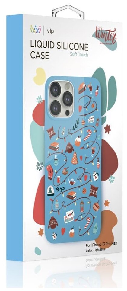 Чехол защитный VLP Art Collection для iPhone 13 ProMax, Winter, голубой - фото №6