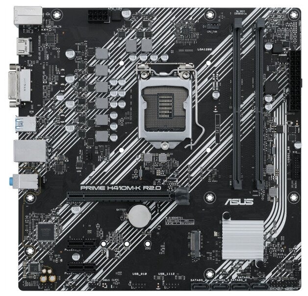 Материнская плата ASUS Prime H410M-K R20 H470 Socket-1200 2xDDR4 4xSATA3 1xM2 1xPCI-E16x 2xUSB32 DVI-D HDMI Glan mATX