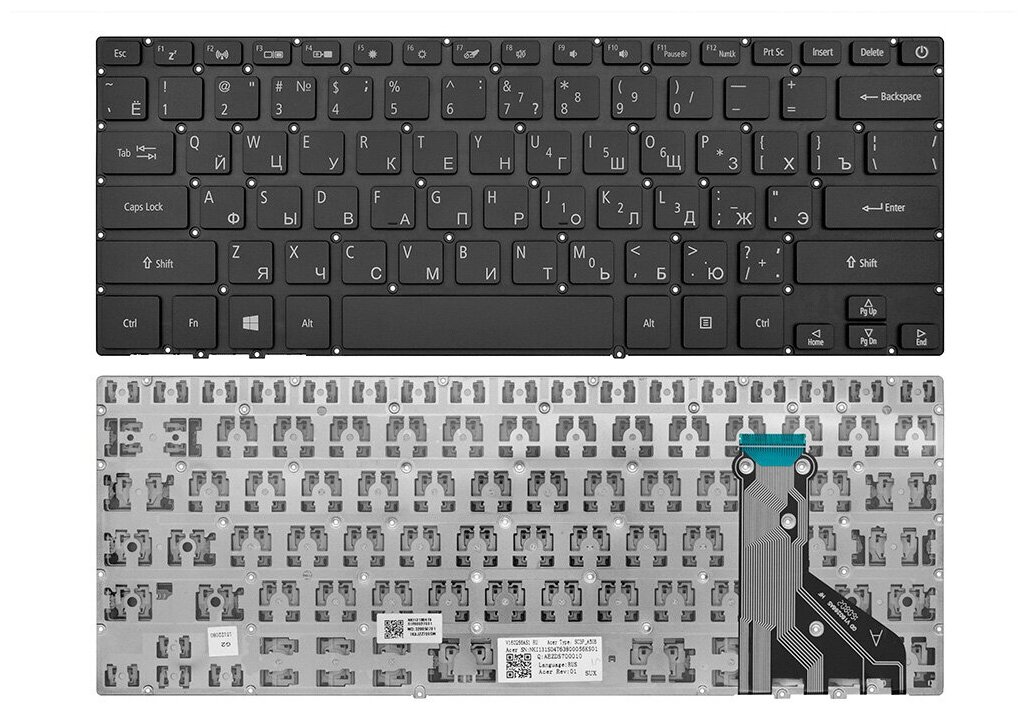 Клавиатура keyboard AEZDSR00010 для ноутбука Acer Swift 7 SF713-51 черная 2057₽