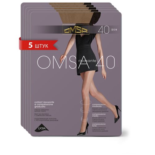 Колготки женские Omsa OMSA 40 NEW Caramello 4 (спайка 5 шт.)