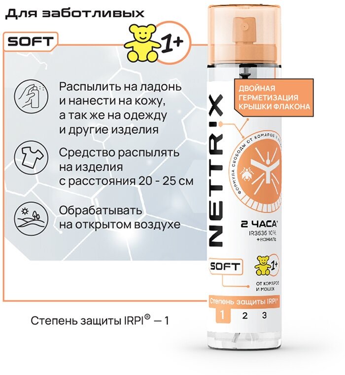 Спрей Nettrix Soft, от комаров, мошек, мокрецов, 100 мл - фотография № 7