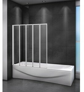 Шторка для ванны Cezares Relax V-5 120x140 левая, матовая Punto, серый (RELAX-V-5-120/140-P-Bi-L)