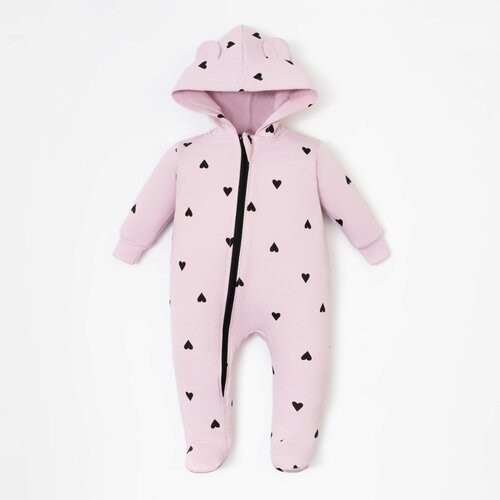 фото Комбинезон с капюшоном крошка, я "сердечки", рост 86-92 см, розовый 9314658 крошка я