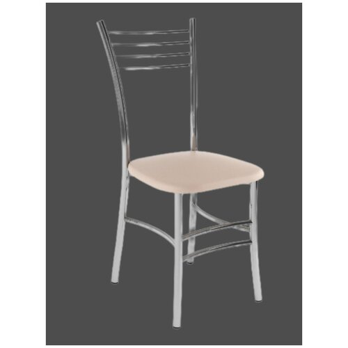 Стул кухонный, Квин для обеденной зоны, столовой, кухни, металлический, хромированный корпус, цвет, бежевый, экокожа,