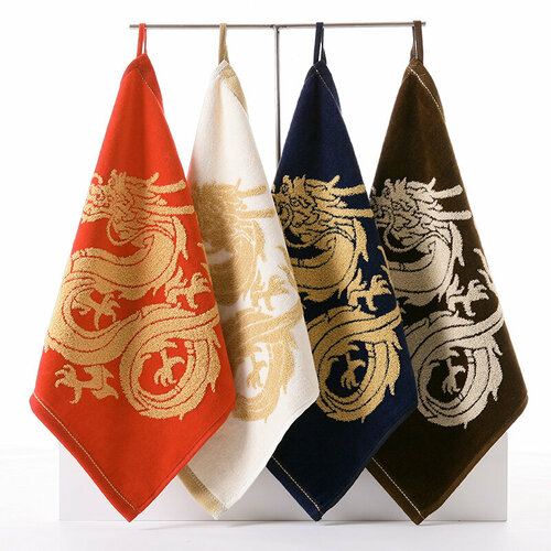Набор полотенец для лица и рук подарок на новый год символ года 2024 дракон бежевый/синий/коричневый/красный