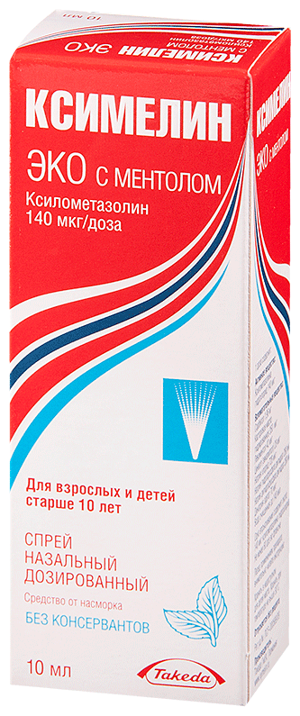 Ксимелин Эко с ментолом спрей наз. дозир. фл., 140 мкг/доза, 10 мл