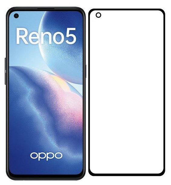 Стекло защитное Krutoff гибридное для OPPO Reno 5/Reno 5 Lite черное