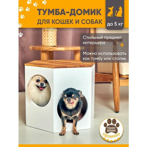 Лежанка для собак мелких пород, домик для кошек, пуфик TeddyRoom Winnie Oak Pooh