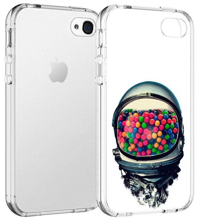 Чехол задняя-панель-накладка-бампер MyPads шлем космонавта для iPhone 4/4S противоударный