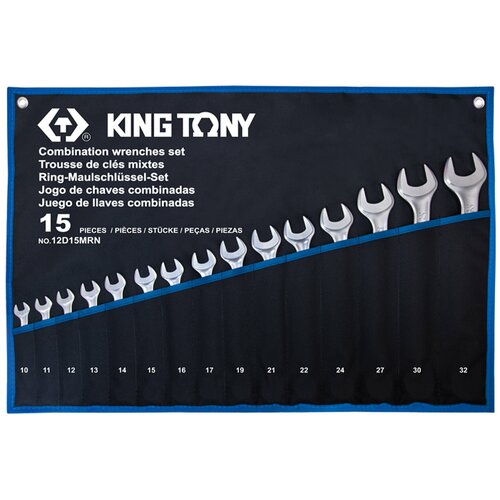 Набор комбинированных ключей 10-32 мм чехол из теторона 15 предметов KING TONY 12D15MRN 12d15mrn king tony набор комбинированных ключей 10 32 мм чехол из теторона 15 предметов